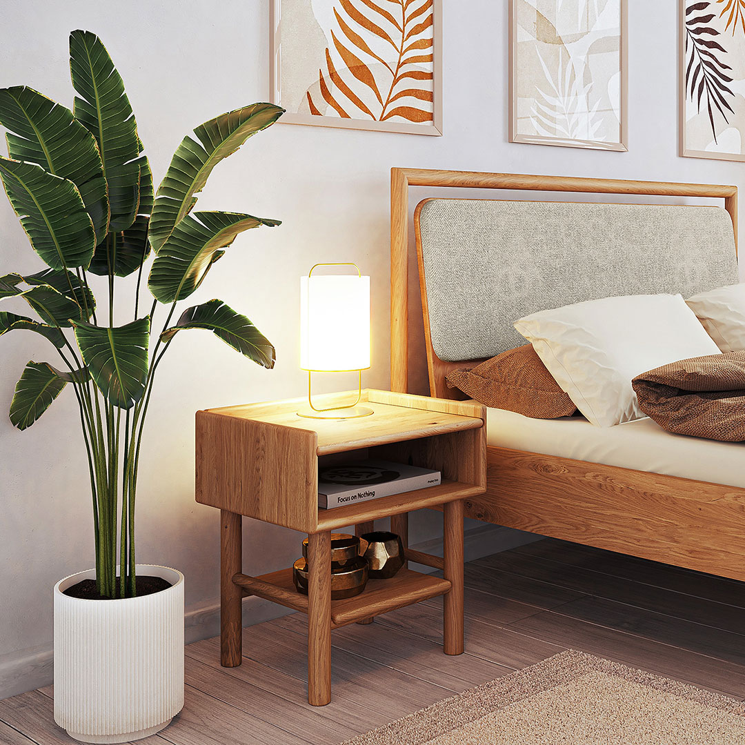 Nachttisch "Serea" | H55xB50xT40 cm | Wildeiche, geölt | Bio-Material | Handgefertigt | schadstoffgeprüft | Nachttische