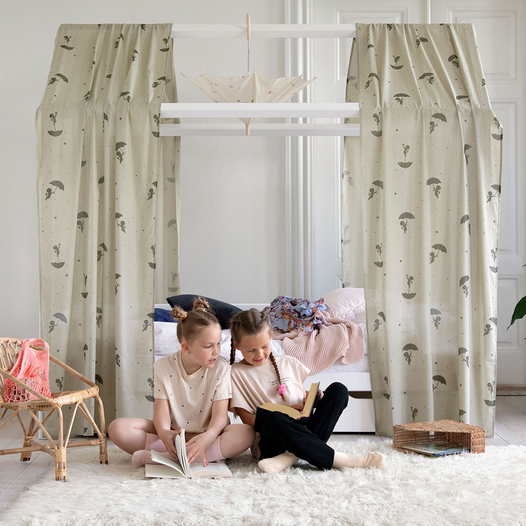 Hausbett "Colorino" | 90x200 cm | grau | Bio-Material | Handgefertigt | mit Schubkasten | schadstoffgeprüft | Kinder-Betten