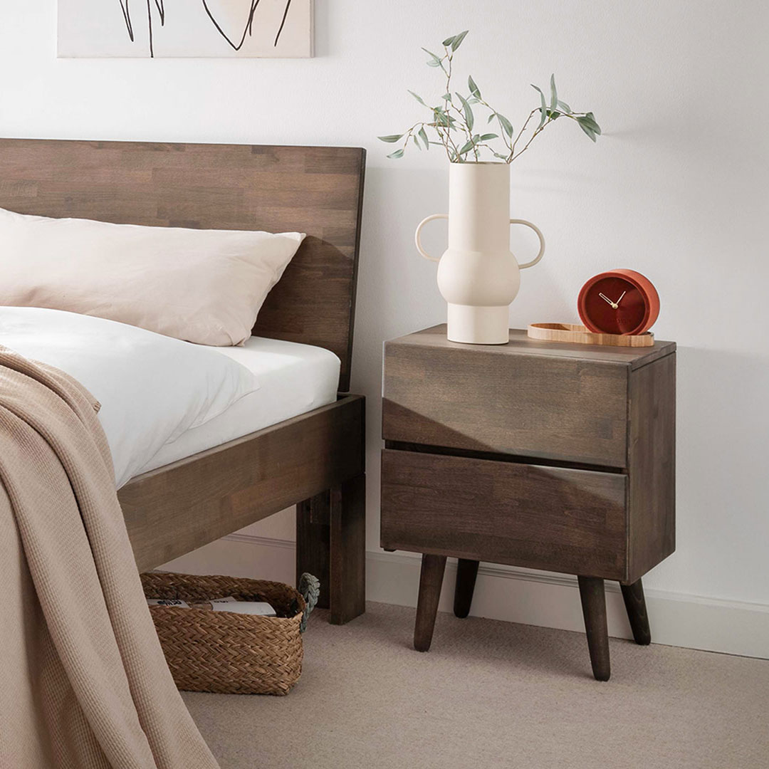 Nachttisch "Lunara" | Buche | weiß-lasiert | Bio-Material | Handgefertigt | Variante 01 | schadstoffgeprüft | Nachttische