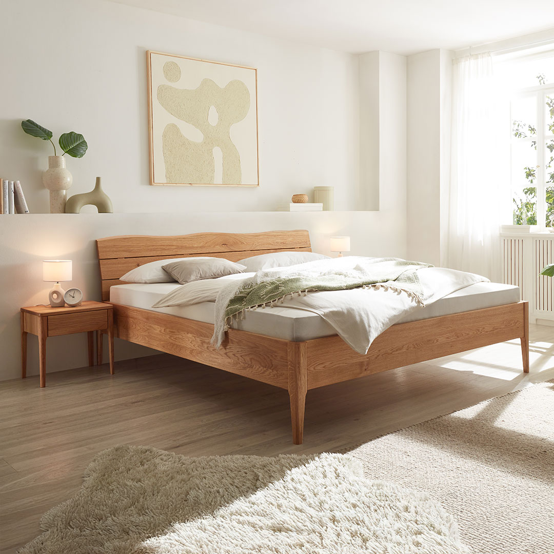 Massivholzbett "Elaria" | 140x200 cm | Bio-Material | Handgefertigt | schadstoffgeprüft | Massivholzbetten