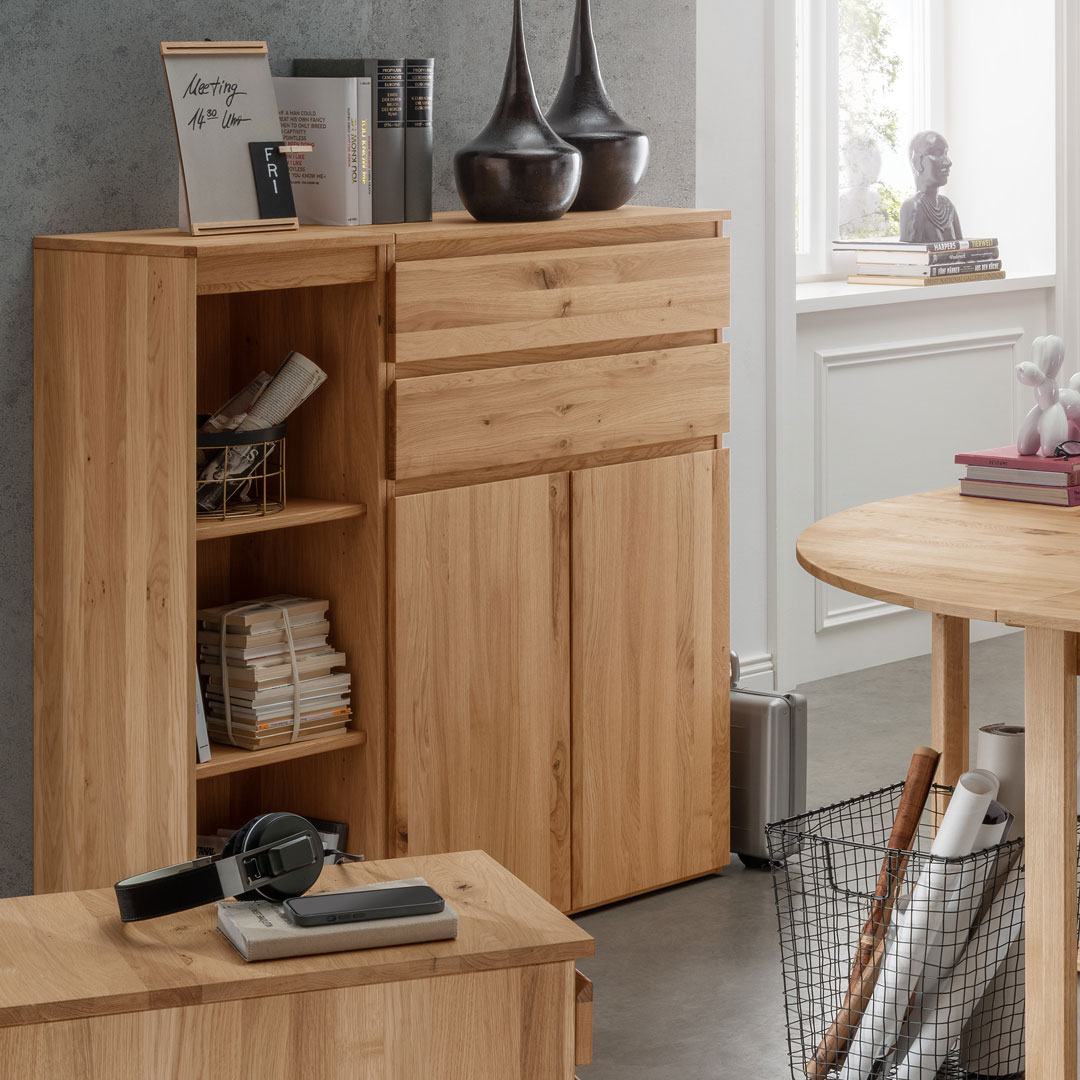 Highboard "Rivana" | Bio-Material | Handgefertigt | 2-türig mit Schubladen | schadstoffgeprüft | Sideboards & Highboards