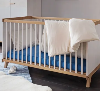 Schlümpfe Offiziell Lizenz-Bettwäsche Bettbezug Set 4 Stück 100% Bio-Baumwolle Weich und gesund Baby für Kinderbett 