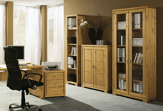 Bücherregal Labora, Variante 01 mit Holztüren, Variante 02, Variante 3 mit Glastüren