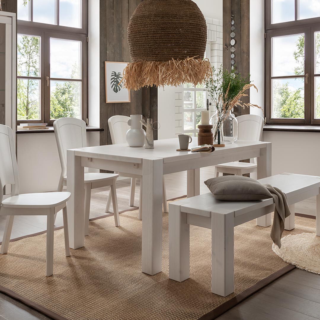 Tisch "Mascella" | 90x180 cm | Kiefer, gelaugt/geölt | Bio-Material | Handgefertigt | schadstoffgeprüft | Esstische