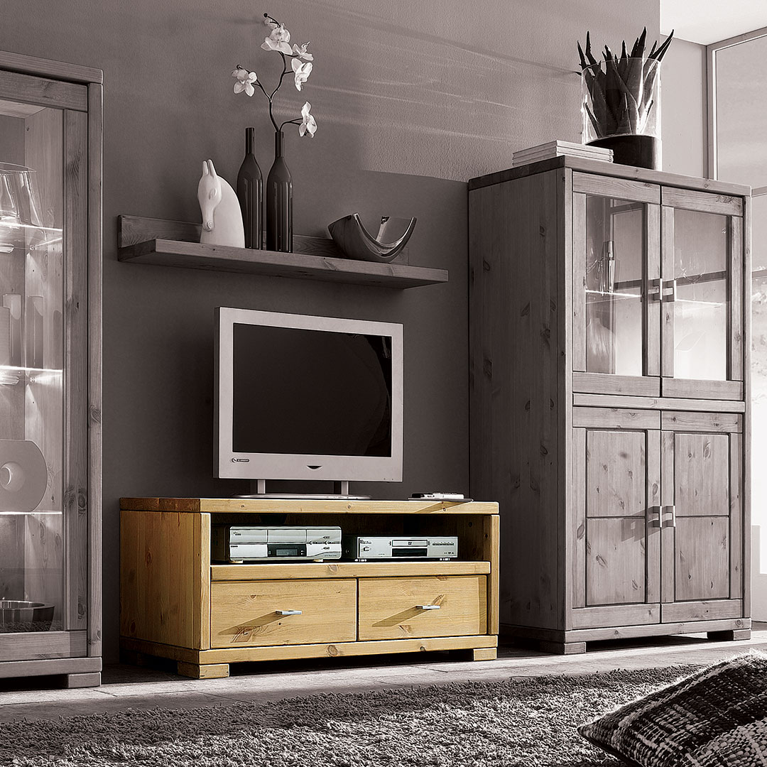 Lowboard "Mascella" | Kiefer gelaugt/geölt | vegan | Bio-Material | Handgefertigt | H51xB160xT43 cm | schadstoffgeprüft | Sideboards & Highboards