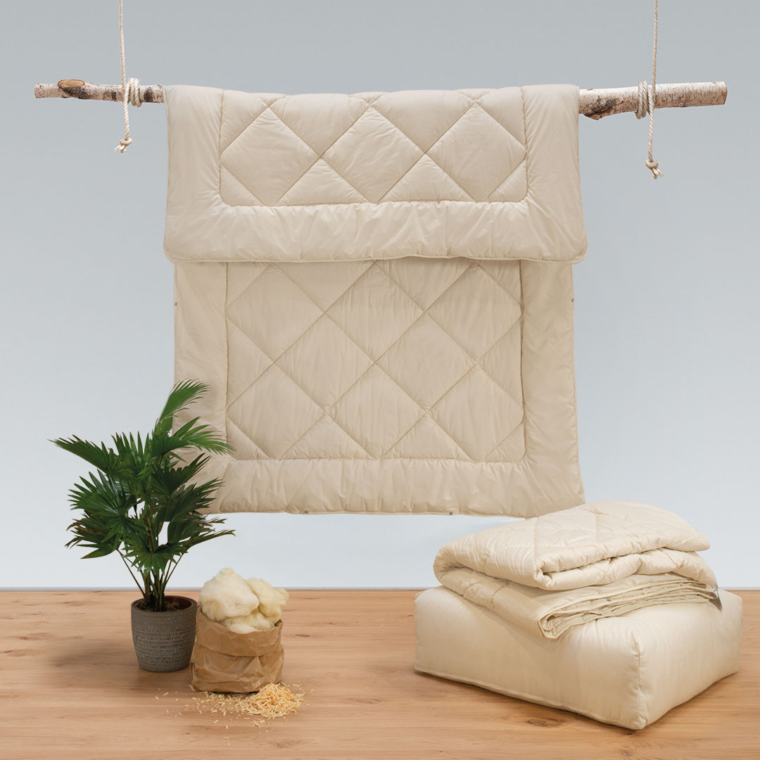 Zirben-Kombi-Bettdecke "Pecora-Cembra" | 155x200 cm | vegan | Bio-Material | Handgefertigt | schadstoffgeprüft | Bettdecken