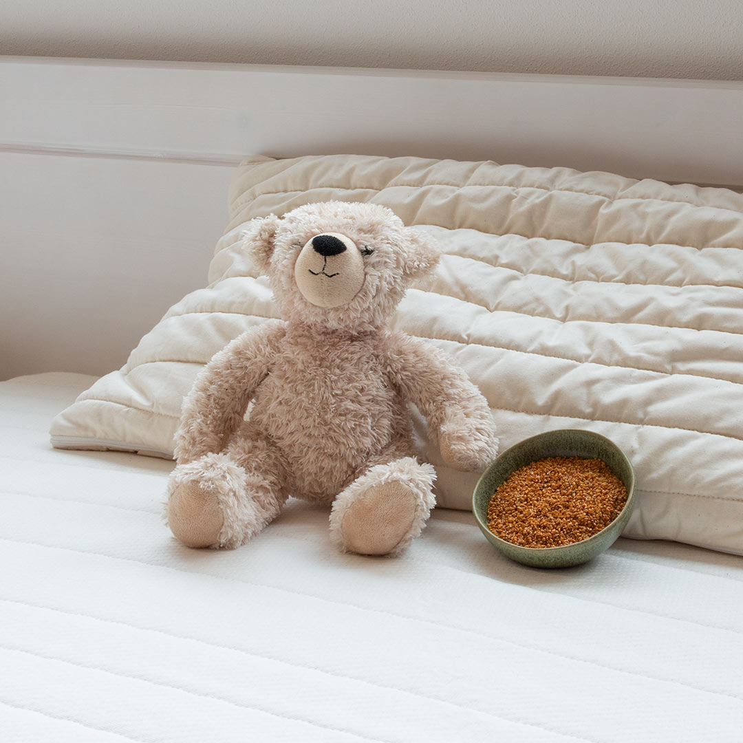 Hirse-Kinderkopfkissen "Sanavera" | 40x80 cm | Bio-Material | Handgefertigt | schadstoffgeprüft | Kinder-Kopfkissen