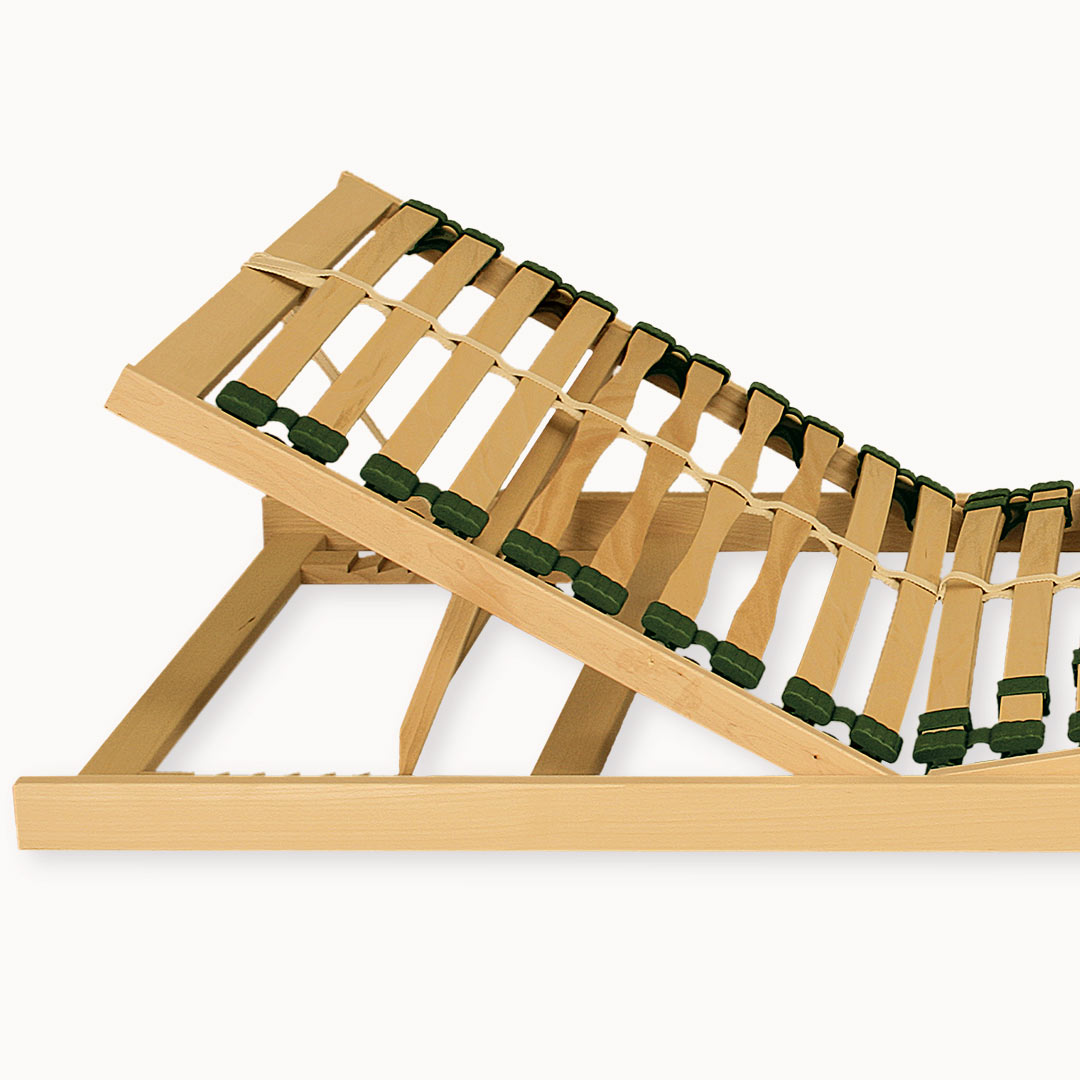 Bio-Lattenrost "Relaxflex" | 90x200 cm | vegan | Bio-Material | Handgefertigt | Kopfteil verstellbar | schadstoffgeprüft | Lattenroste