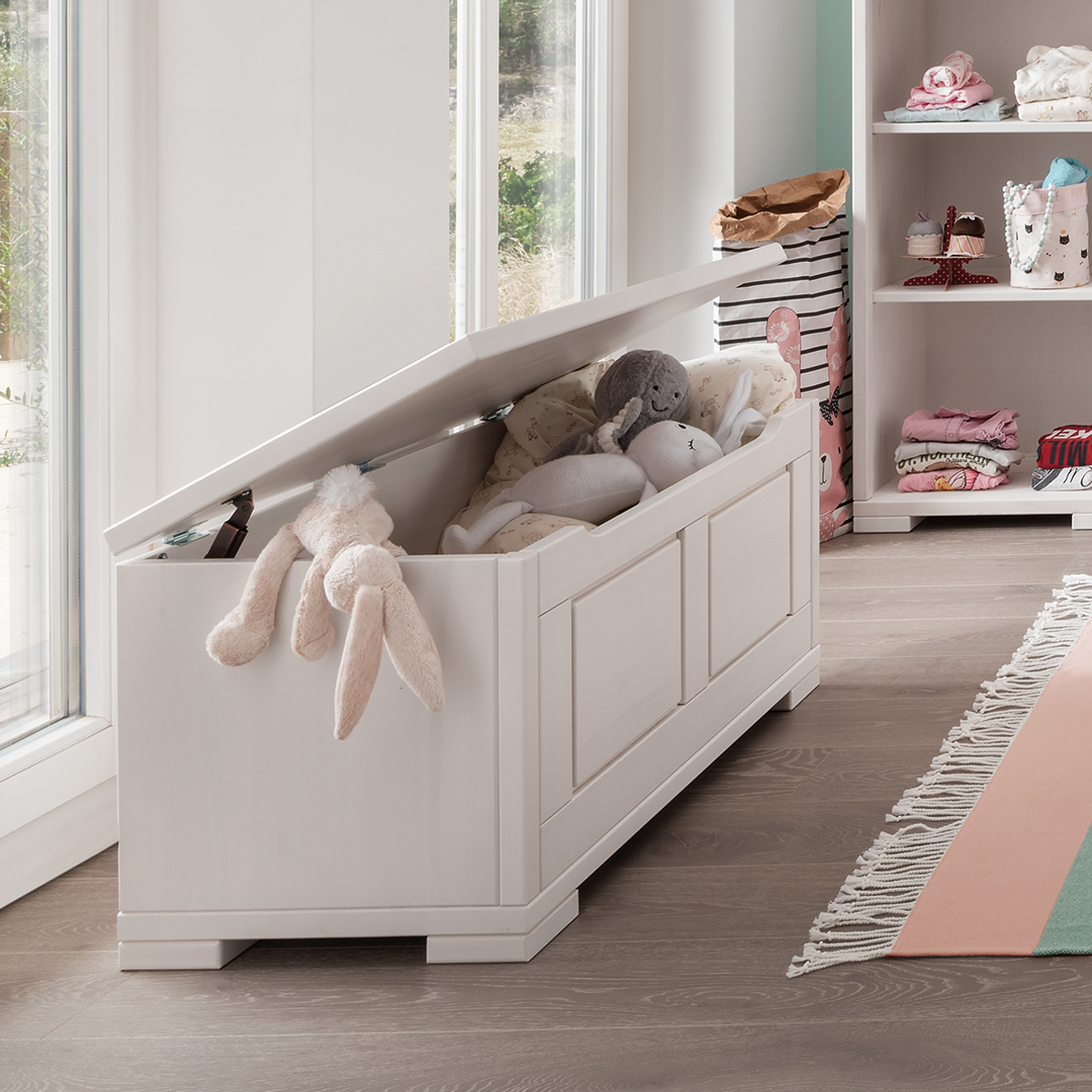 Deckeltruhe "Piccolino" | Bio-Material | Handgefertigt | H45xB84xT43 cm | schadstoffgeprüft | Kinderzimmer-Kommoden