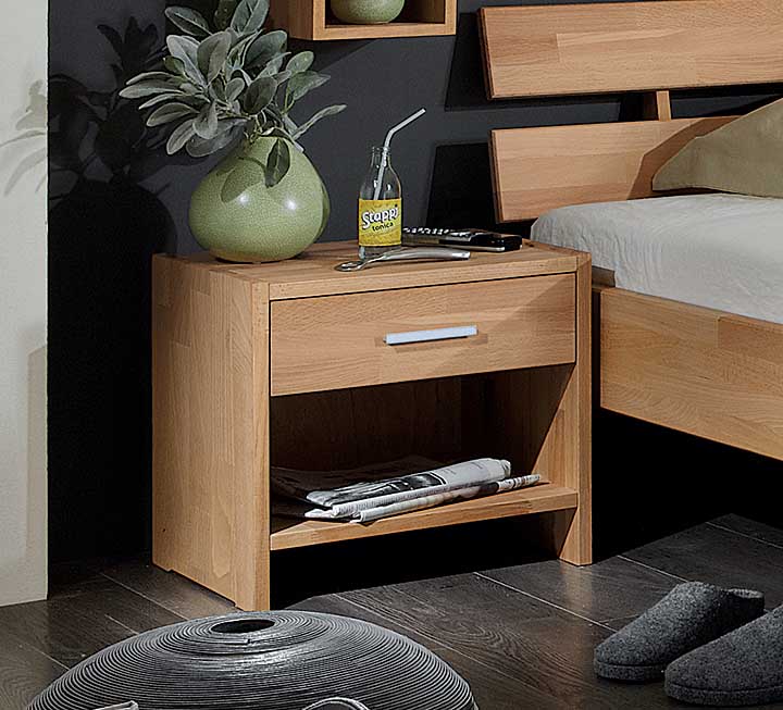 Massivholz Nachttisch mit Schublade und Ablagefach Massivholz Nachttisch mit Schublade und Ablagefach