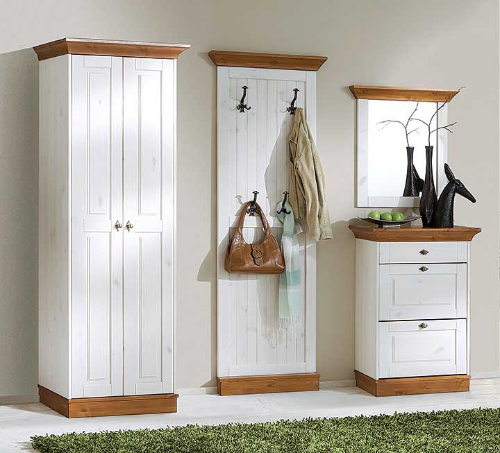 Garderobe mit 4 Haken und braunen Farbakzenten Garderobe mit 4 Haken und braunen Farbakzenten