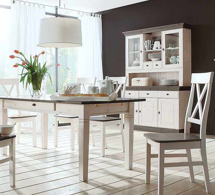 Anrichte mit Aufsatz Romantico in Farbstellung weiß/braun Anrichte mit Aufsatz Romantico in Farbstellung weiß/braun