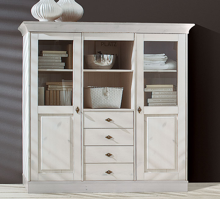 Highboard Romantico ganz in weiß gehalten Highboard Romantico ganz in weiß gehalten