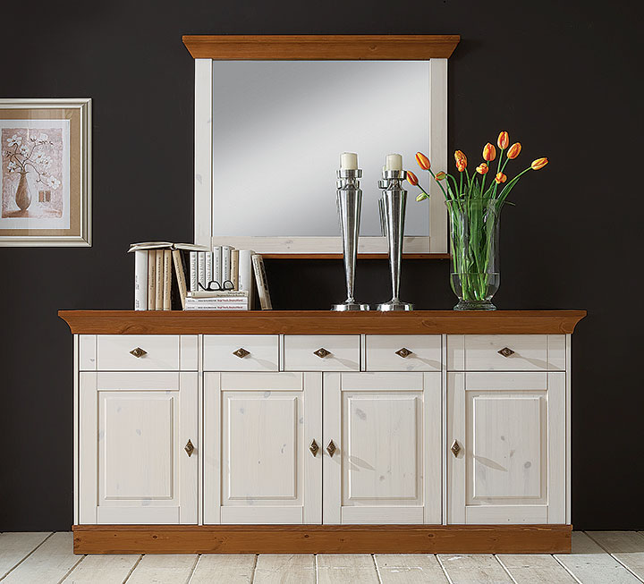 Geräumiges Sideboard in Farbstellung weiß/braun Geräumiges Sideboard in Farbstellung weiß/braun