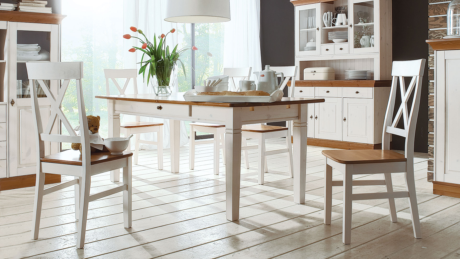Tisch Romantico Größe 90/180cm mit praktischer Schublade