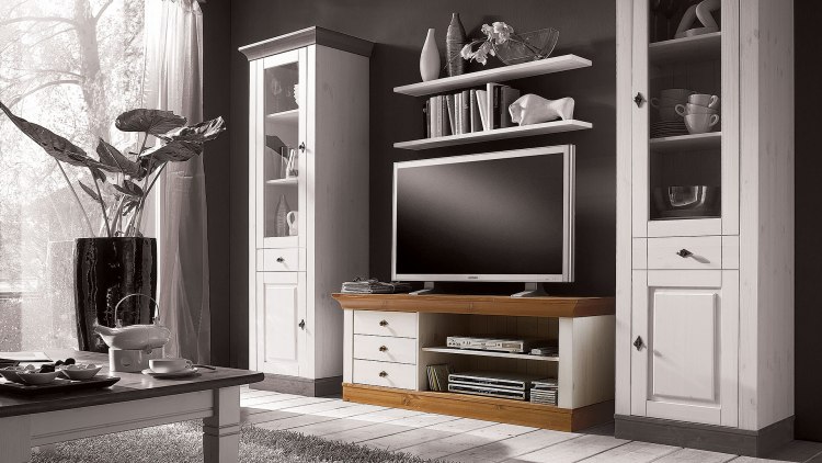 Romantico in weiß/braun, ideal für Fernseher und Multimedia-Zubehör