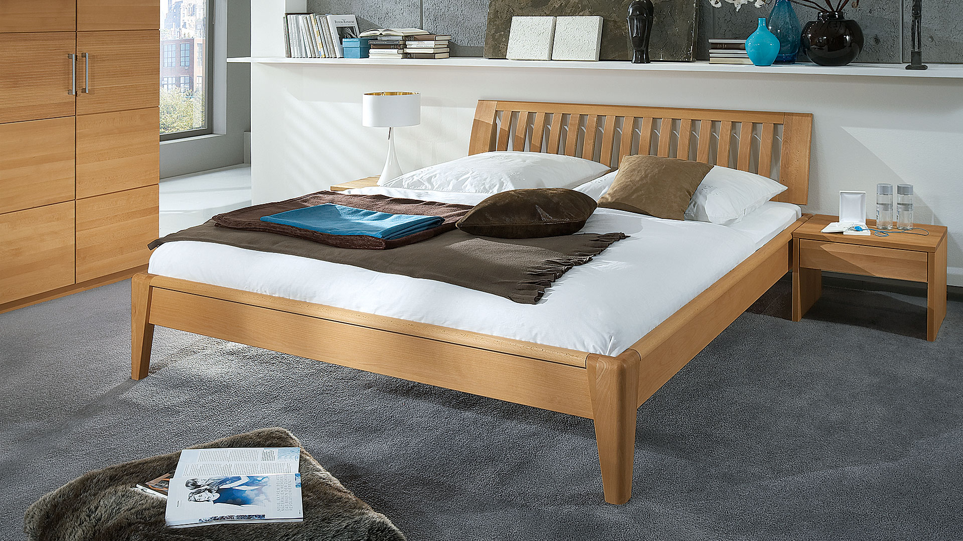 Doppelbett Fiona in Buche