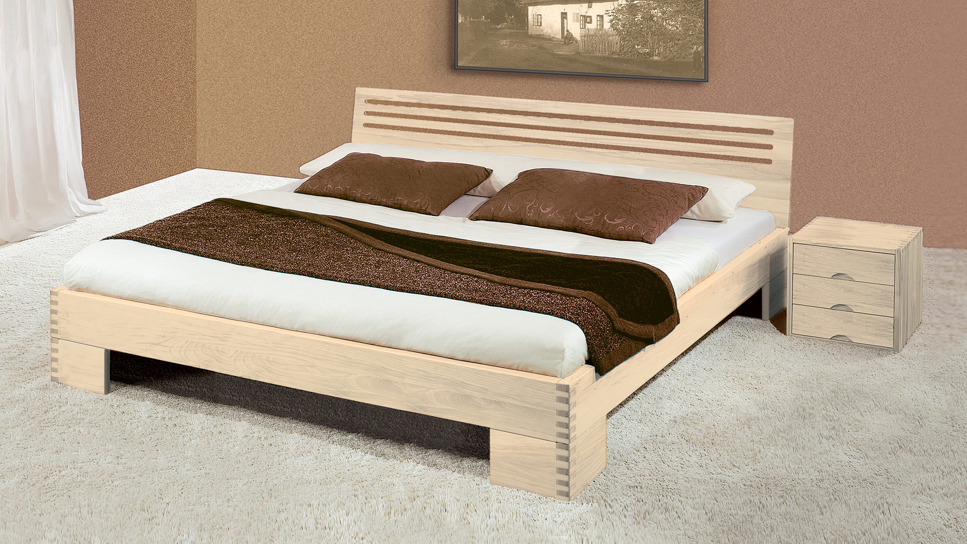 Einzelbett und Doppelbett "Milano 02" - Diverse Oberflächen