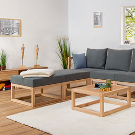 Erweitern Sie ihr Sofa um zwei Elemente ohne Rückenlehne (Hocker) in der Farbe grau