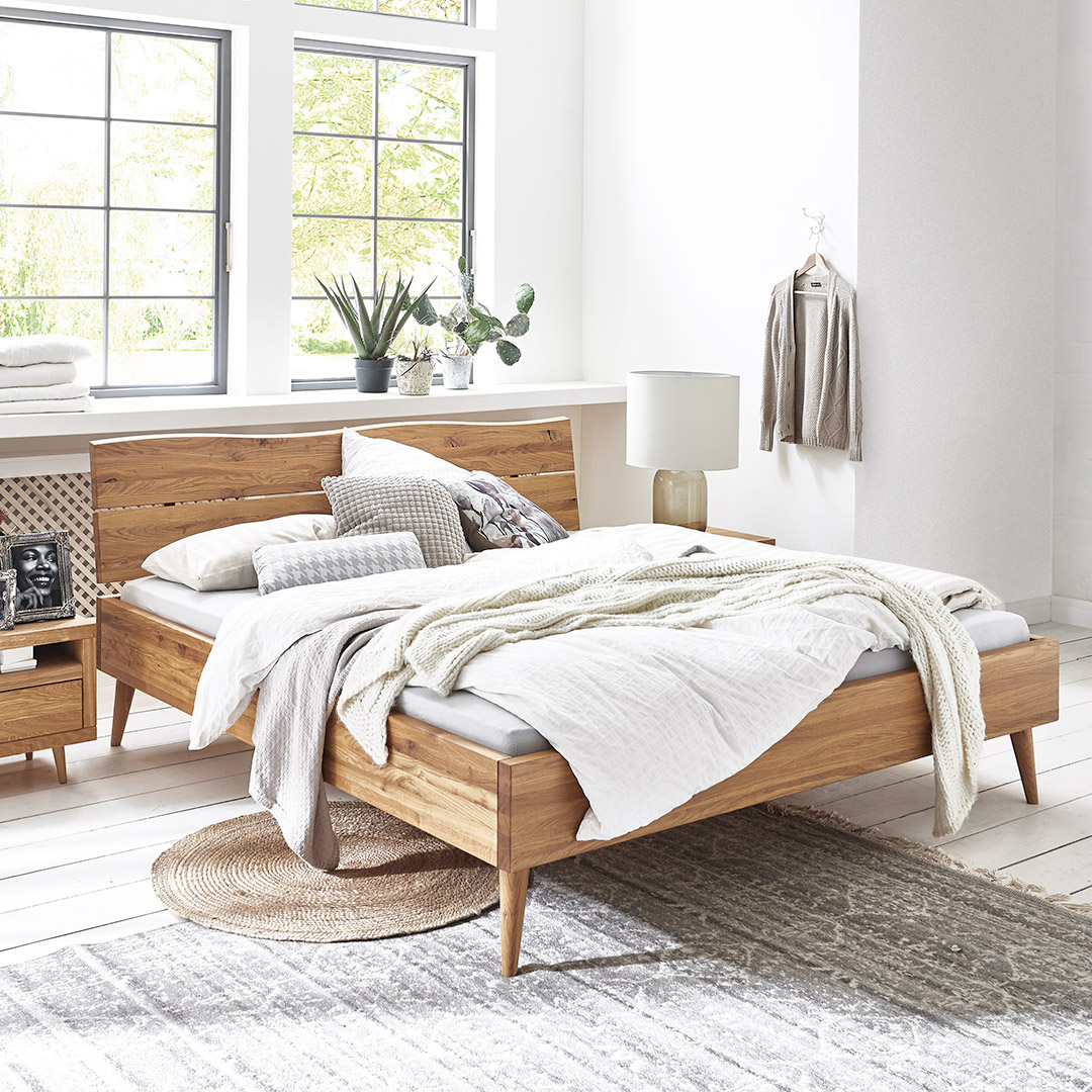 Massivholzbett "Valldo" | 140x200 cm | Bio-Material | Handgefertigt | schadstoffgeprüft | Massivholzbetten