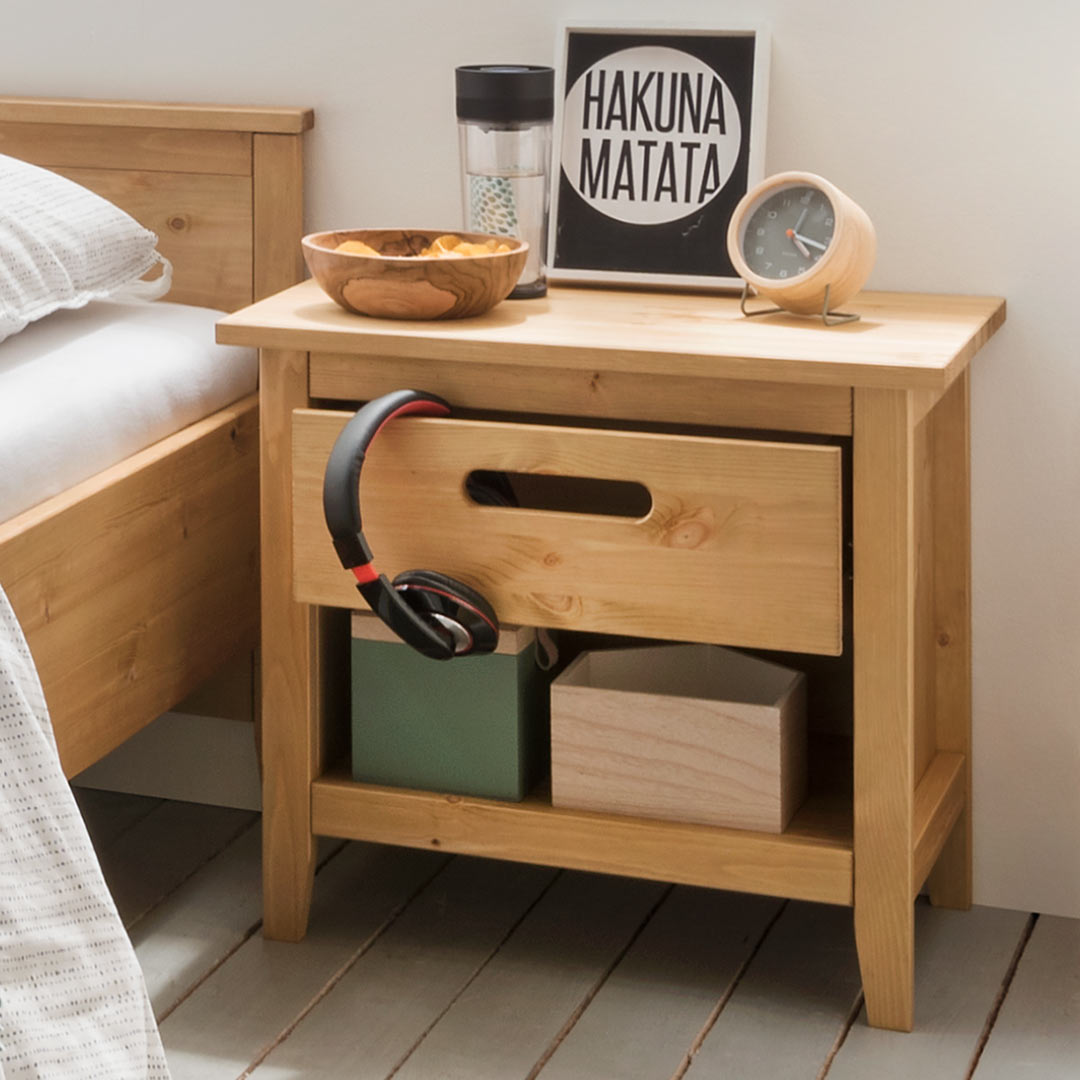 Nachttisch "Lucena" | H51,5xB58xT40,5 cm | Bio-Material | Handgefertigt | schadstoffgeprüft | Nachttische