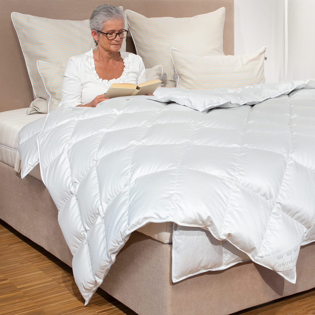 Eiderdaunen-Bettdecke "Ansara-Exklusiv" | 135x200 cm | vegan | Bio-Material | Handgefertigt | schadstoffgeprüft | Bettdecken