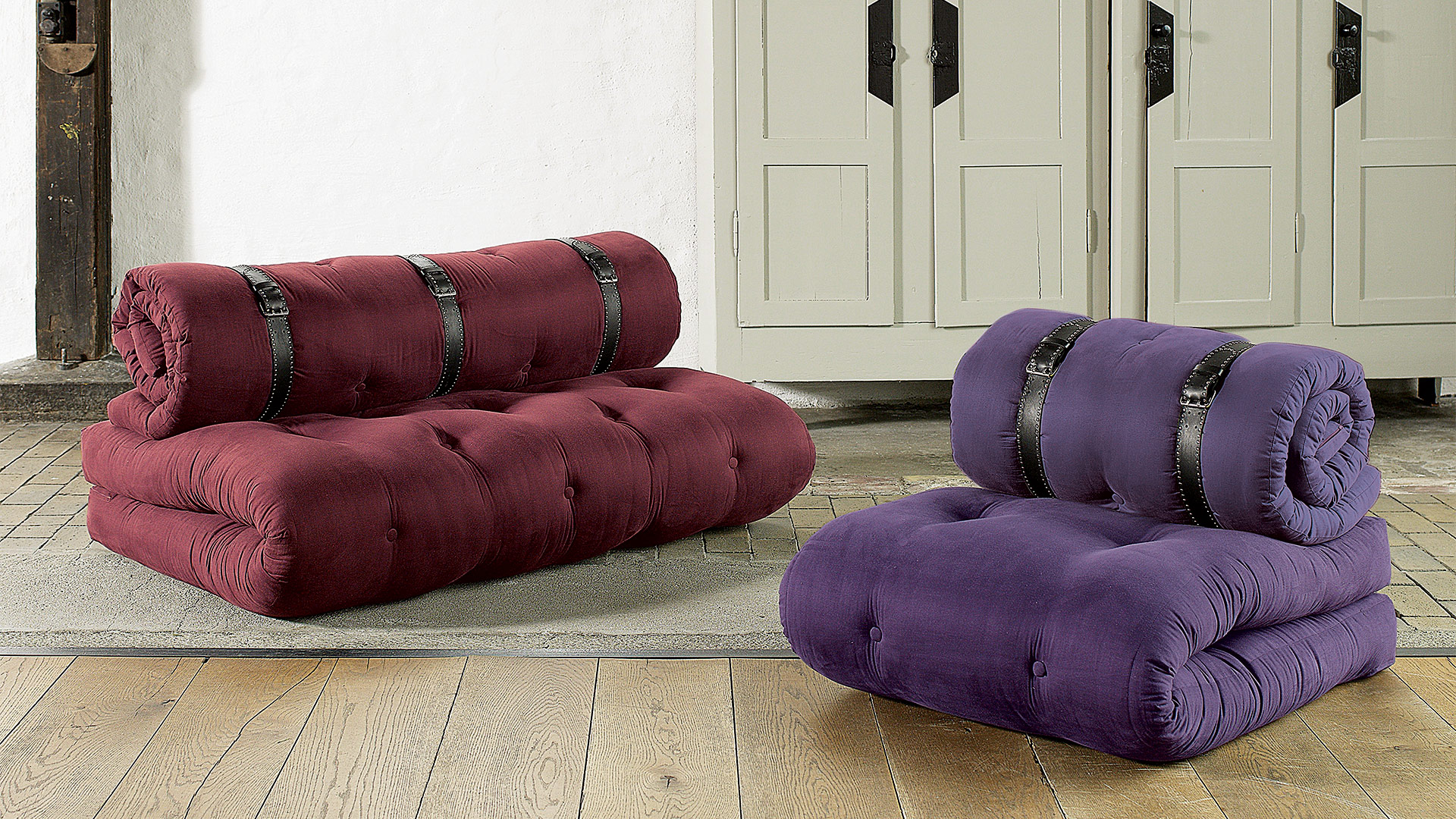 Futon-Ruhesessel Futonfarbe lila mit Festbezug und Baumwoll-Füllung