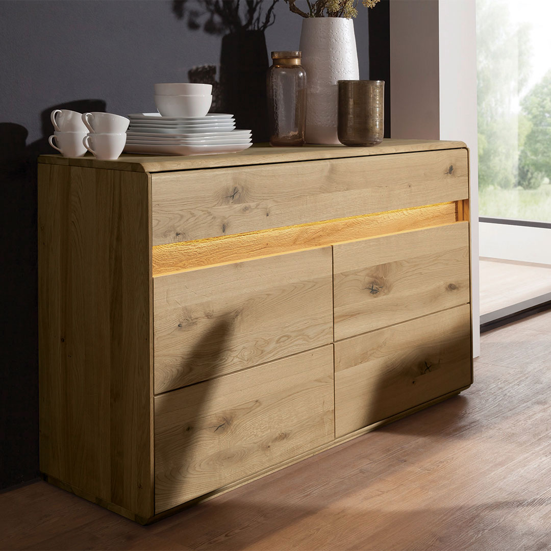 Sideboard "Bassano" | Wildeiche | vegan | Bio-Material | Handgefertigt | Variante 01 | schadstoffgeprüft | Sideboards & Highboards