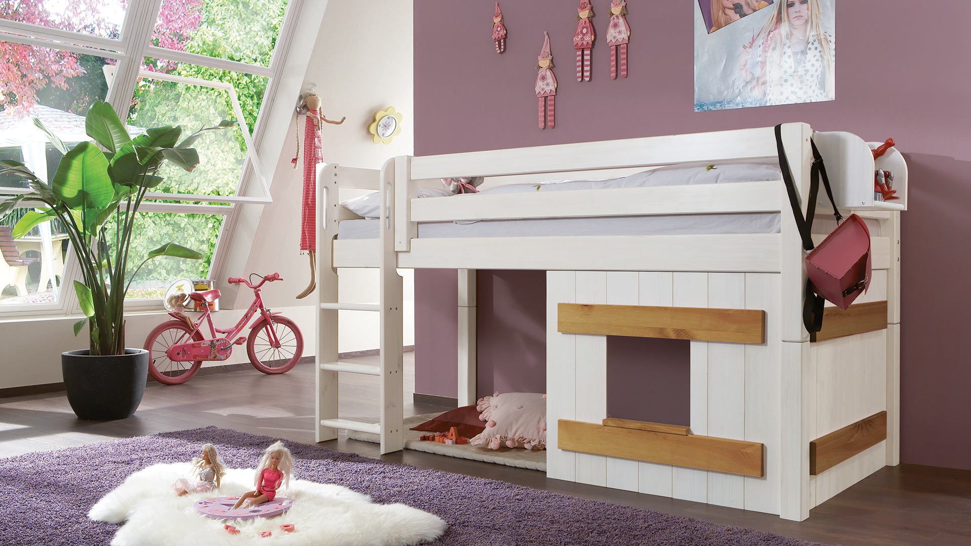 Passende Holzverkleidung zu Mini-Hochbett Kiddy in weiß/gelaugt