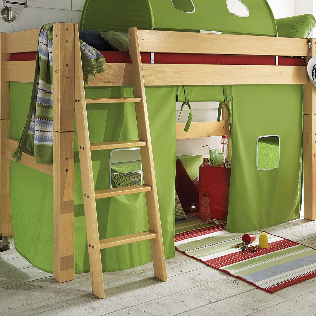 Spielvorhang für Mittel-Hochbetten "Kiddy" und "Pico" | natur | Bio-Material | Handgefertigt | Vorhang "A" | schadstoffgeprüft | Kinder-Betten