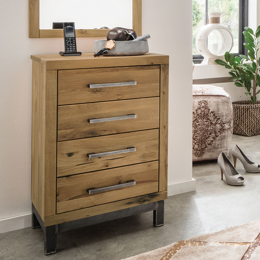 Kommode "Locana" | H50xB50xT38 cm | Wildeiche | vegan | Bio-Material | Handgefertigt | Variante 01 | schadstoffgeprüft | Kommoden