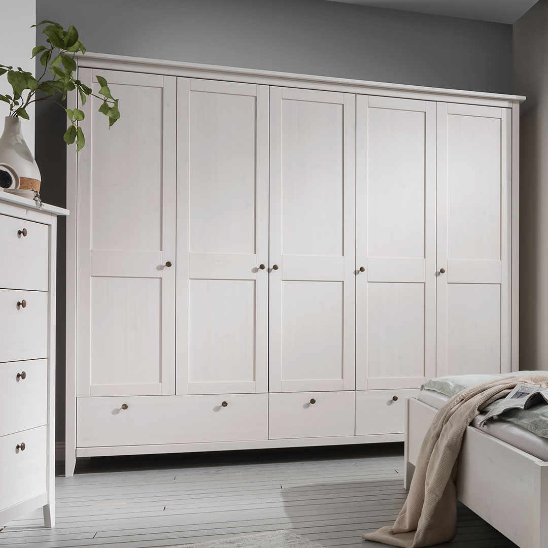 Drehtüren-Kleiderschrank "Tusa" | Bio-Material | Handgefertigt | 2-türig | schadstoffgeprüft | Massivholz-Kleiderschränke