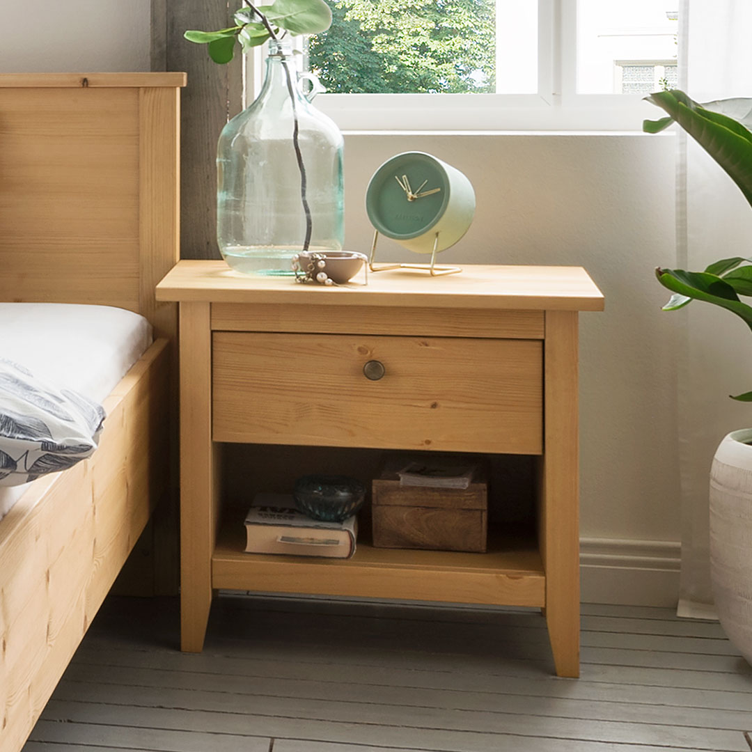 Nachttisch "Tusa" | H51,5xB58xT40,5 cm | Bio-Material | Handgefertigt | schadstoffgeprüft | Nachttische