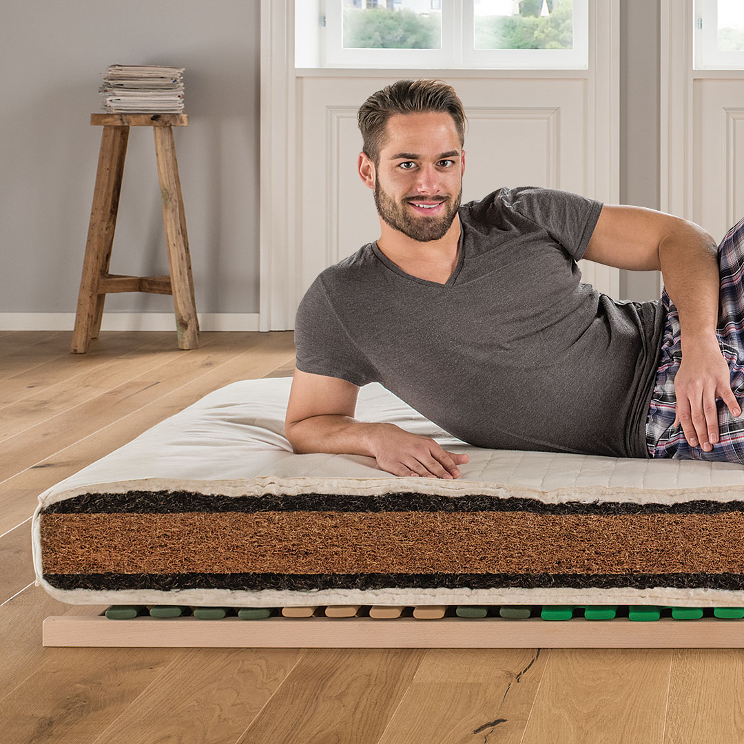 Kokos/Rosshaar-Matratze "Cavallo" | 90x200 cm | Bio-Material | Handgefertigt | schadstoffgeprüft | Matratzen