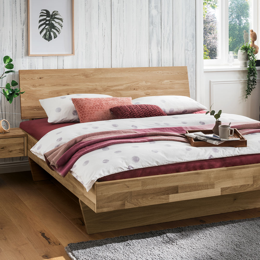 Schwebebett "Vivaro" | 140x200 cm | Kernbuche geölt | Bio-Material | Handgefertigt | schadstoffgeprüft | Massivholzbetten