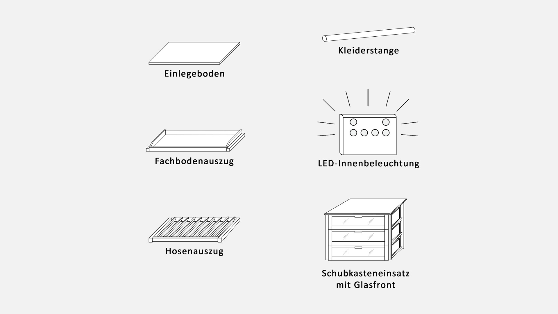 Zubehör für Drehtüren-Kleiderschränke