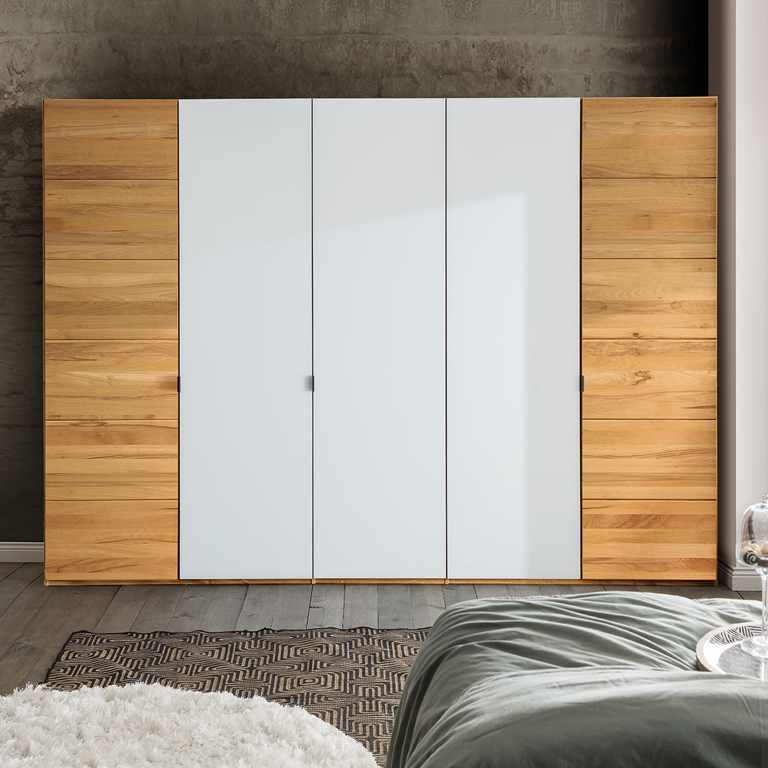 Drehtüren-Kleiderschrank "Cascano" - Einzelmodule | Kernbuche | Bio-Material | Handgefertigt | Anbauelement 1-türig | schadstoffgeprüft | Massivholz-Kleiderschränke