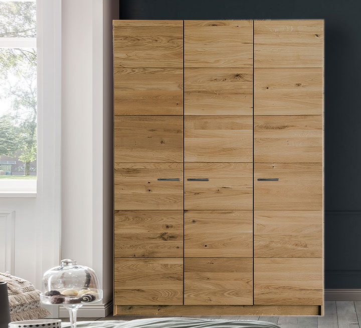 Massivholz Kleiderschrank Salentino, 3-türig, Wildeiche Massivholz Kleiderschrank Salentino, 3-türig, Wildeiche