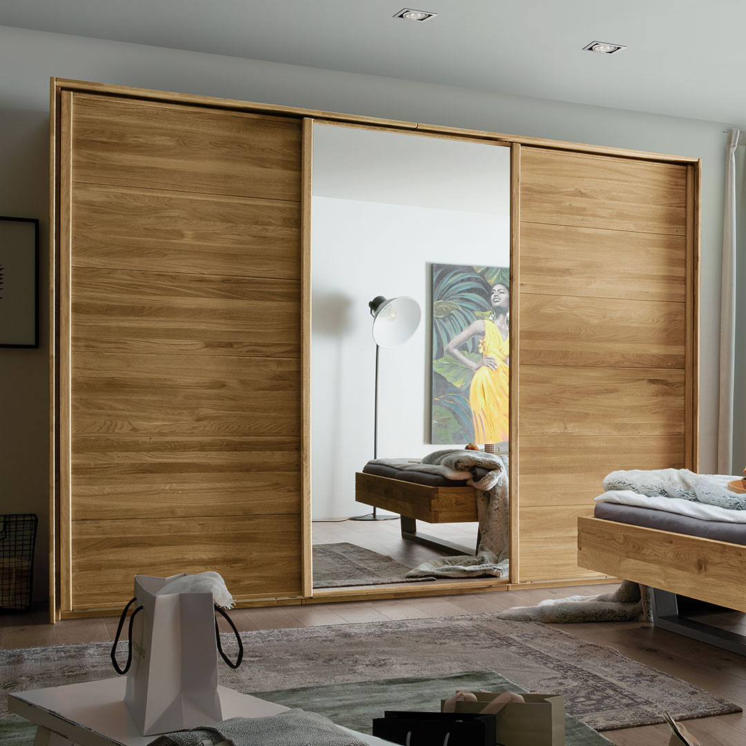 Schiebetüren-Kleiderschrank "Fiona" | Kernbuche | Bio-Material | Handgefertigt | 2-türig | schadstoffgeprüft | Massivholz-Kleiderschränke