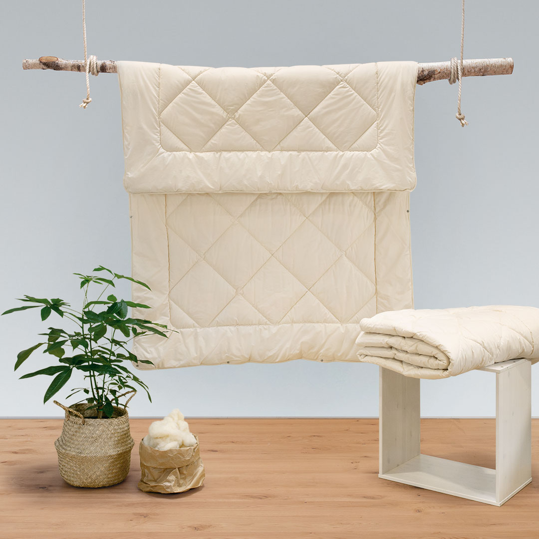 Schafwoll-Kombi-Bettdecke "Pecora" | 155x200 cm | vegan | Bio-Material | Handgefertigt | schadstoffgeprüft | Bettdecken