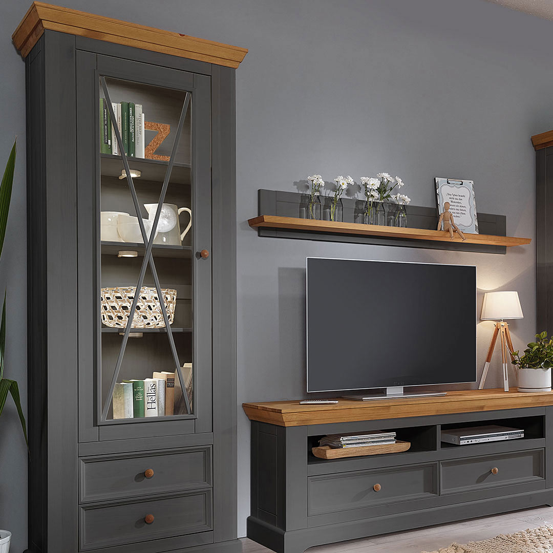 Vitrine "Molina" | Kiefer, weiß-gewachst | vegan | Bio-Material | Handgefertigt | Variante 01 | schadstoffgeprüft | Kommoden